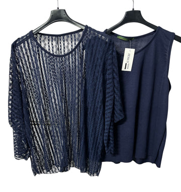 MAGLIA CURVY IN PIZZO CON CANOTTA JENOEFFA