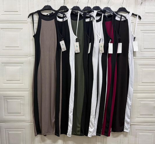 VESTITO DOUBLE COLOR CON BRETELLINE