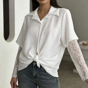 CAMICIA A MANICA PIZZO