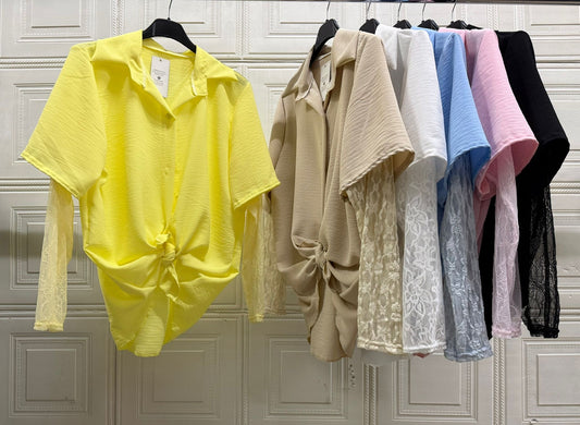 CAMICIA A MANICA PIZZO