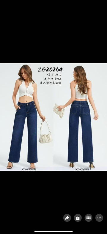 JEANS A PALAZZO CON SERIE DI BOTTONI DORATI SULLE TASCHE