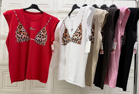 MAGLIA GIRO MANICA CON TOP "MIAMI" STAMPATO