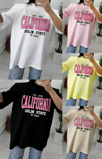T-SHIRT OVERSIZE CALIFORIA CON SPALLINE