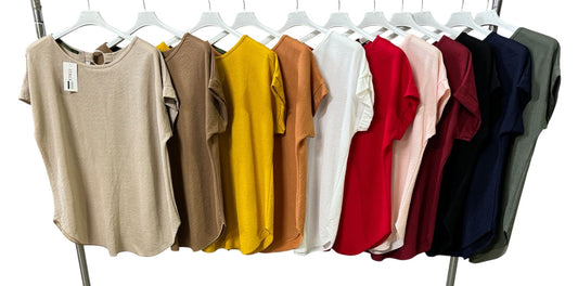 MAGLIA CURVY MISTO LINO CON ANELLO RETRO