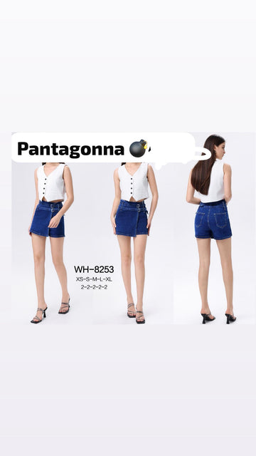 PANTAGONNA DI JEANS SCURO CON CINTE