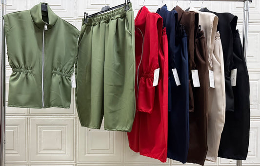 COORDINATO A GIRO MANICA CON ZIP E BERMUDA 3/4
