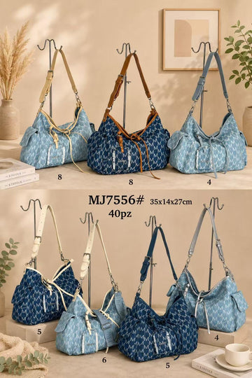 BORSA DI JEANS MAIELLO CON SACCHETTE NEI LATI