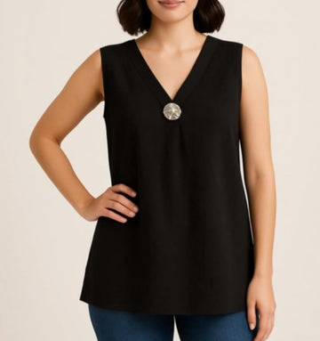 MAGLIA COMODA CON FIORE IN SCOLLO A V