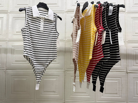 BODY A POLO IN GIRO MANICA A RIGHE