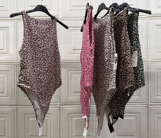 BODY GIRO MANICA LEOPARDATA ANIMALIER
