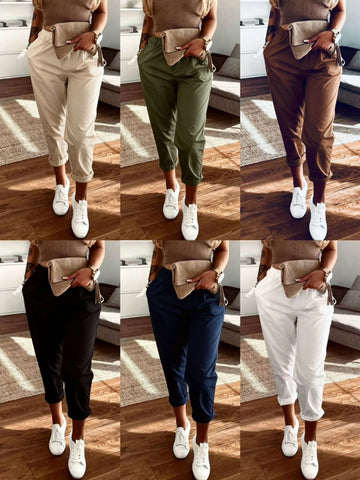 PANTALONE MODELLO CAPRI CON PIEGA IN CAVIGLIA