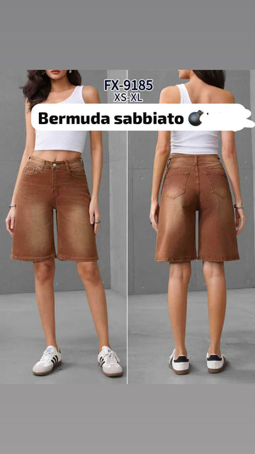 BERMUDA CORTO DI JEANS CUOIO BRUCIATO ART.9185