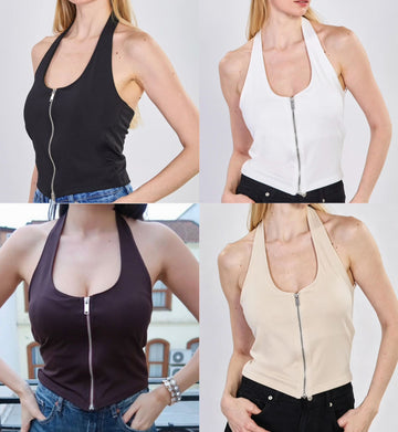 TOP CON ZIP CON SCOLLO LUNGO