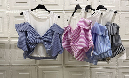 MAGLIA CORTA FINTA CAMICIA GIROMANICA