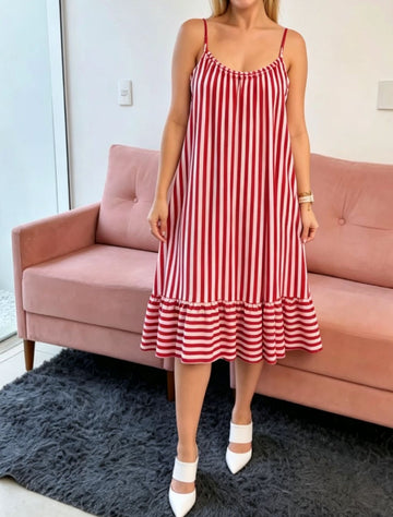 VESTITINO CURVY A RIGHE CON BRETELLE