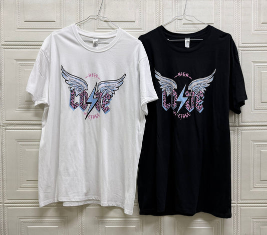 T-SHIRT OVERSIZE CON STAMPA CELESTE E ROSA