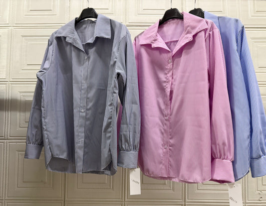 CAMICIA LUNGA DI COTONE A RIGHE