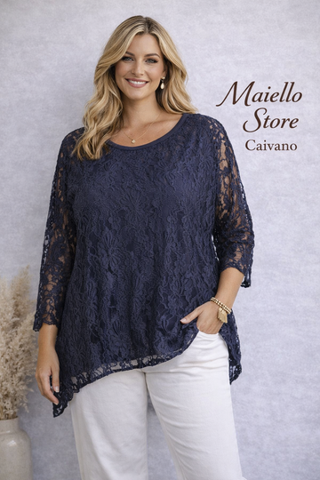 MAGLIA CURVY CON CANOTTA IN PIZZO A FIORI