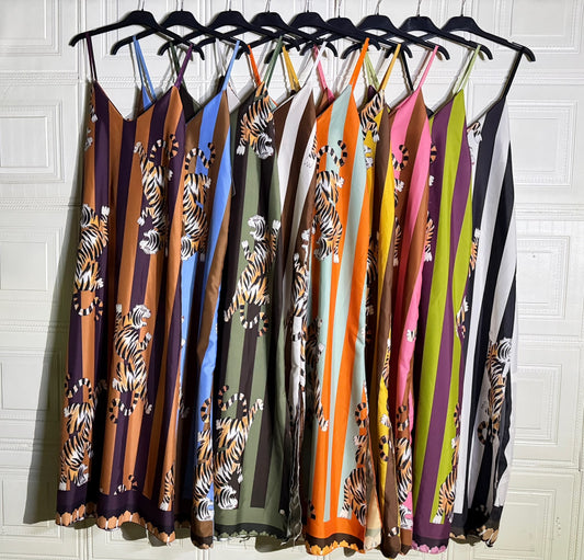VESTITO A RIGHE FANTASY ANIMALIER