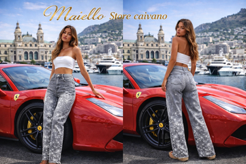 JEANS GRAY BRILLANTINATO IN CAVIGLIA