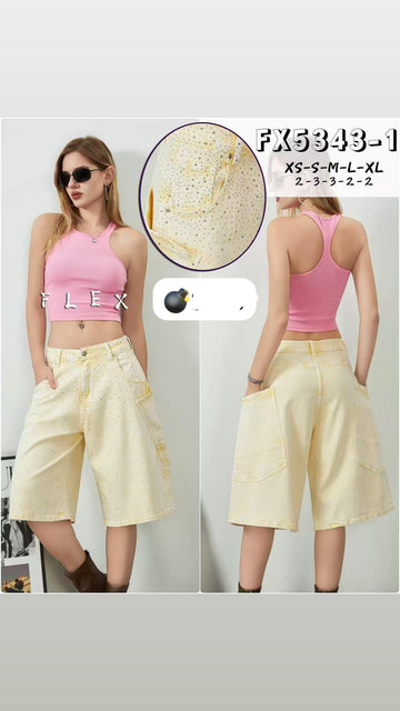 BERMUDA DI JEANS GIALLO BRILLANTINATO