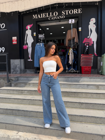 JEANS CHIARO A PALAZZO STELLATO
