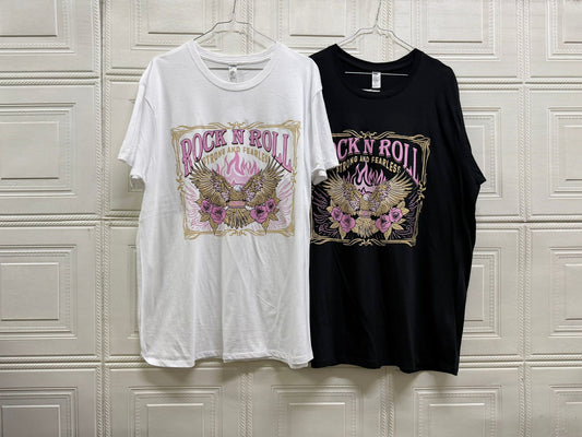 T-SHIRT OVERSIZE CON STAMPA ROCK N'ROLL GOLD