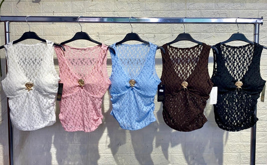 MAGLIA IN PIZZO CON CONCHIGLIA DORATA