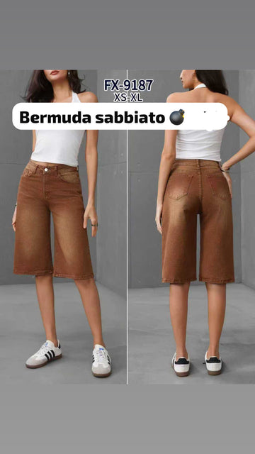 BERMUDA DI JEANS CUOIO BRUCIATO ART.9187