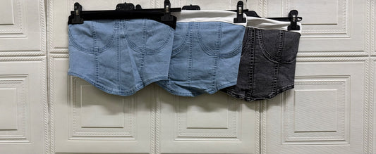 TOP A FASCIA IN JEANS CON BANDA