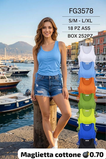 MAGLIETTA IN GIRO MANICA ELASTICIZZATA NEI LATI ART.3578
