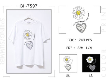 T-SHIRT CURVY CON FIORE E CUORE IN RICAMO