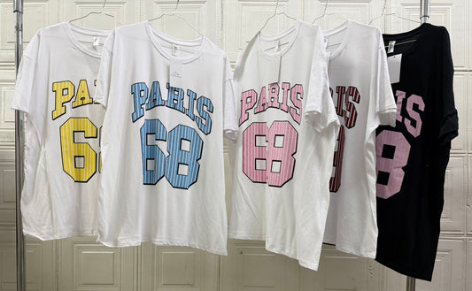 T-SHIRT OVERSIZE PARIS 68 RIGATA DENTRO