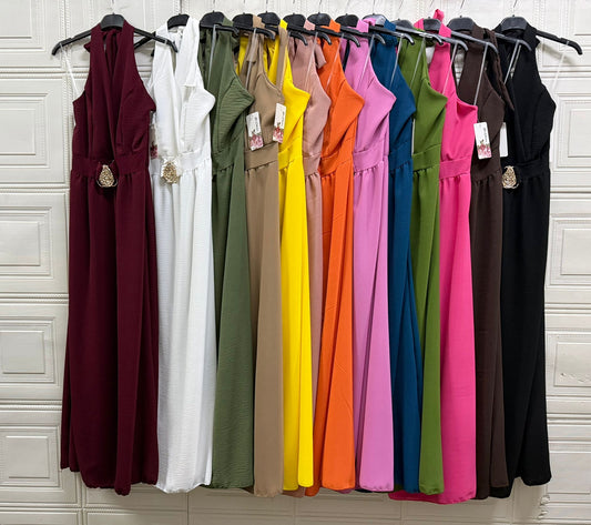 VESTITO CON FINTA CINTURA DORATA