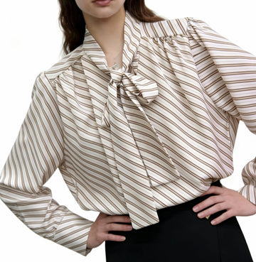 MAGLIA CON CRAVATTA A RIGHE ASSIMETRICHE