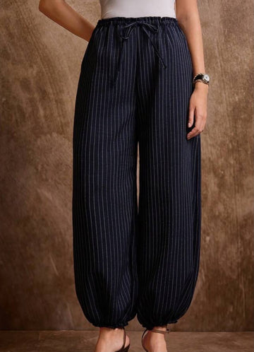 PANTALONE CON MOLLA IN CAVIGLIA RIGATO