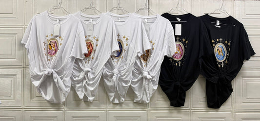 T-SHIRT SANTA MADONNA CON NODO IN VITA