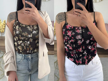TOP FLOREALE CON BRETELLE