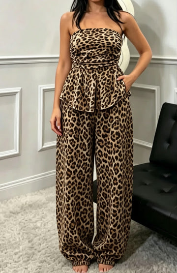 COORDINATO LEOPARDATO CON TOP VELATO