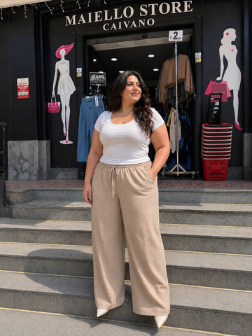 PANTALACCIO CURVY MISTO LINO