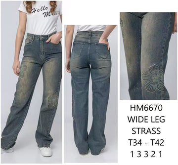 JEANS ROSE GRANDI A PALAZZO BRILL. ART.HM6670