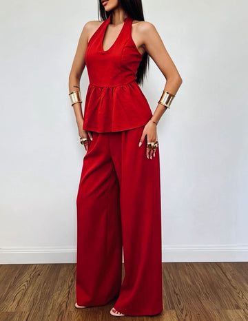 COORDINATO CON TOP VELATO E BRETELLE