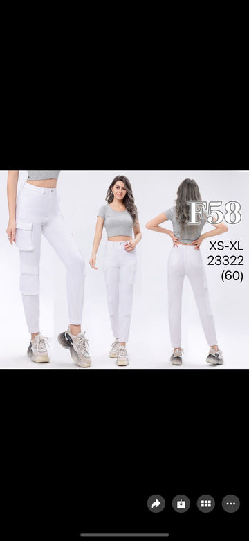JEANS CARGO WHITE/BLACK ART.F57