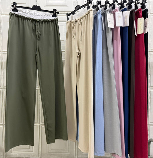 PANTALONE CON FASCIA A MOLLA IN VITA