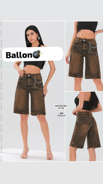 BERMUDA DI JEANS BROWN FUME CON CATENA MAIELLO