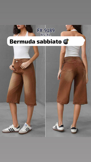 BERMUDA 3/4 DI JEANS IN CUOIO BRUCIATO ART-9189