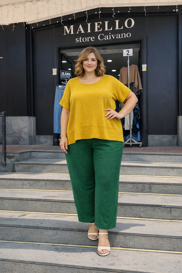 MAGLIA LUNGA CURVY MISTO LINO BASIC
