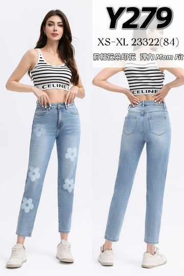 JEANS SKINNY CON FIORI ALLA CAPRI ART.Y279