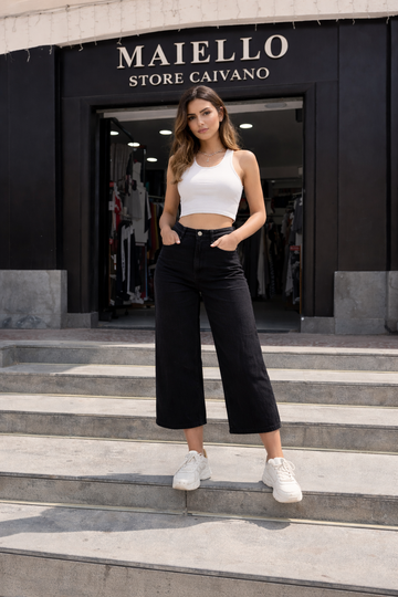 JEANS A PALAZZO BLACK ALLA 3/4 ART.T125