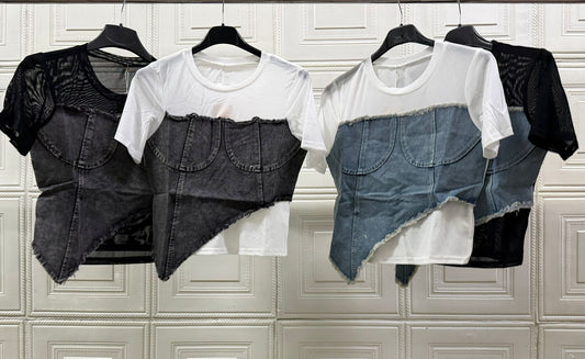MAGLIA MEZZA JEANS IN TULLE